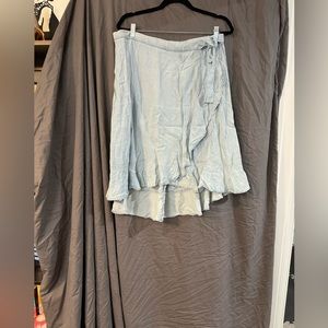 Chic Light Blue Jean Midi Skirt